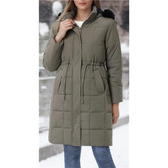 Women's Winter Coat Long Waterproof Parka - Warm Brown - Picture 6 of 7